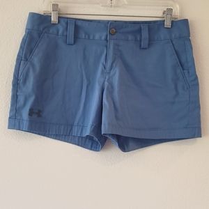 Under Armour Blue Shorts, Sz. 8, Low Rise, Back Pocket, Cotton Blend